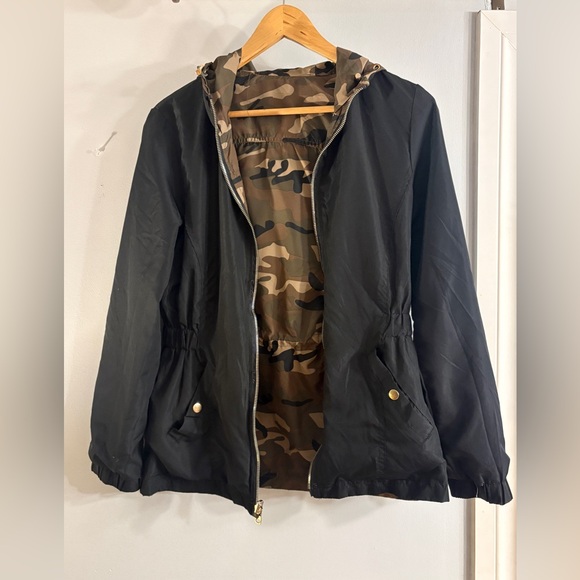 Jackets & Blazers - Black Jacket with Camo Lining